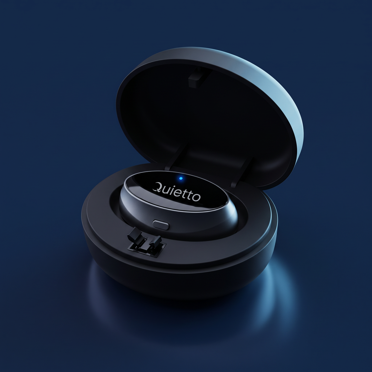 Quietto Pulse in its charging case